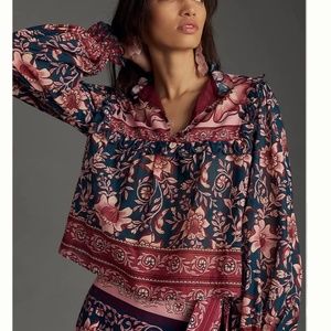 NWT Farm Rio Ainika Charm Long-Sleeve Peasant Blouse M